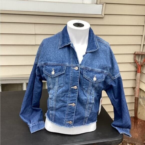 H&M Jackets & Blazers - acubi mermaidcore fairycore H&M &Denim Women's Cropped Denim Jean Jacket small